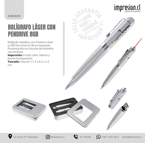 Bolígrafo láser con pendrive 64 GB