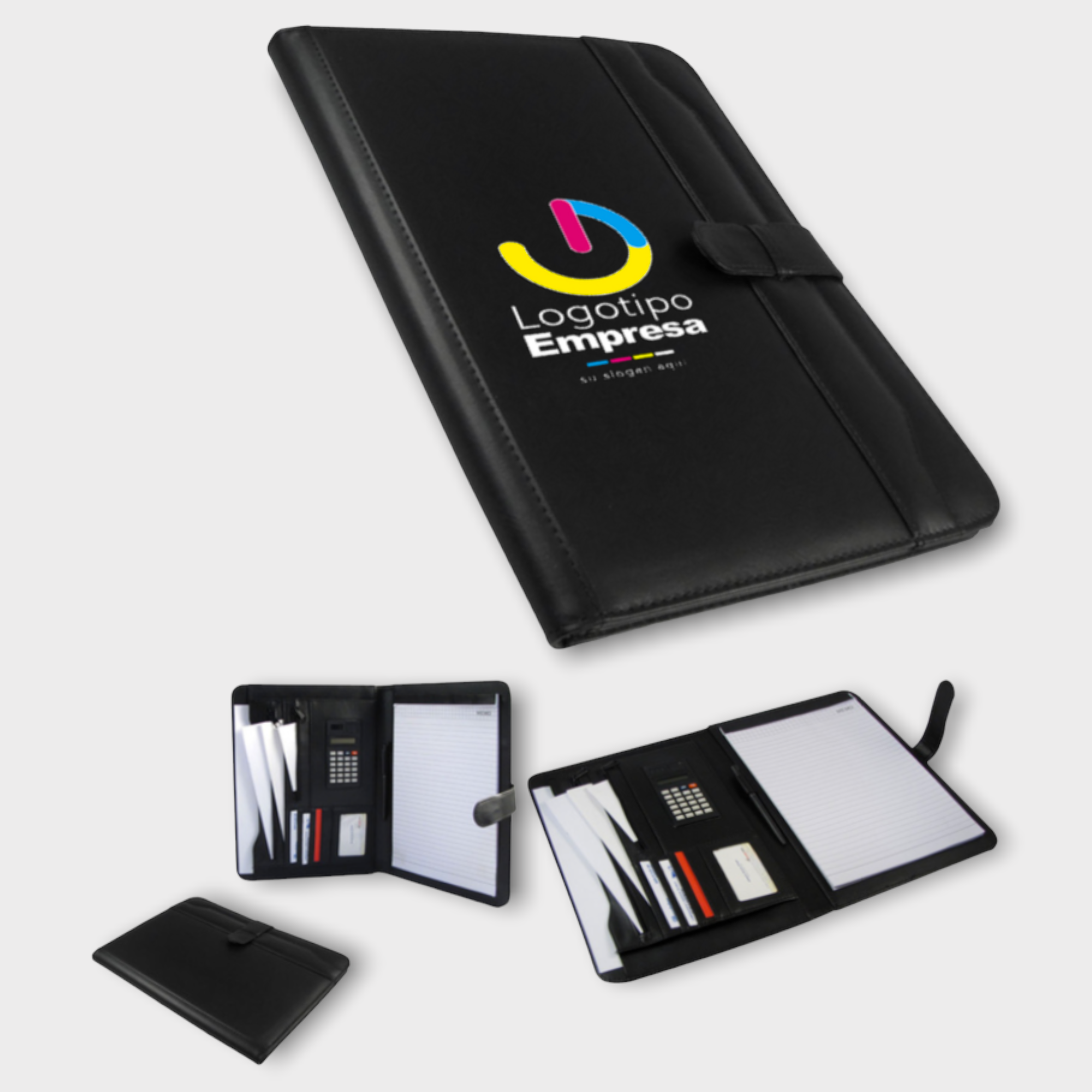 C431 Carpeta Con Cierre En Simil Cuero Con Calculadora