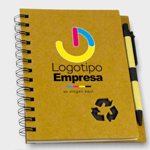 Cuaderno ecológico tapa dura logo reciclable