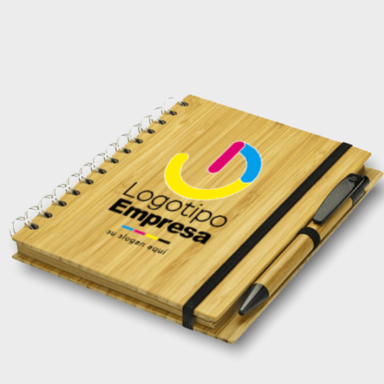 Cuaderno de bamboo con bolígrafo - 18x13 cm