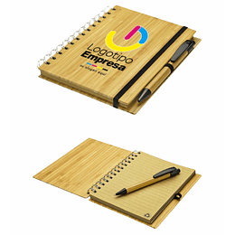 Cuaderno de bamboo con bolígrafo - 18x13 cm