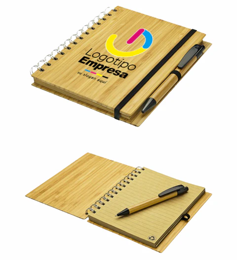 Cuaderno de bamboo con bolígrafo - 18x13 cm