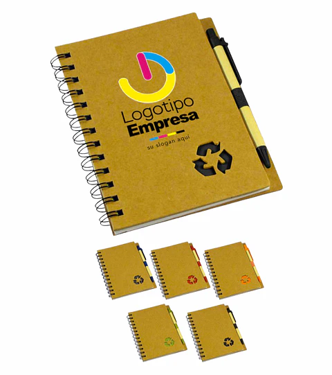 Cuaderno ecológico tapa dura logo reciclable