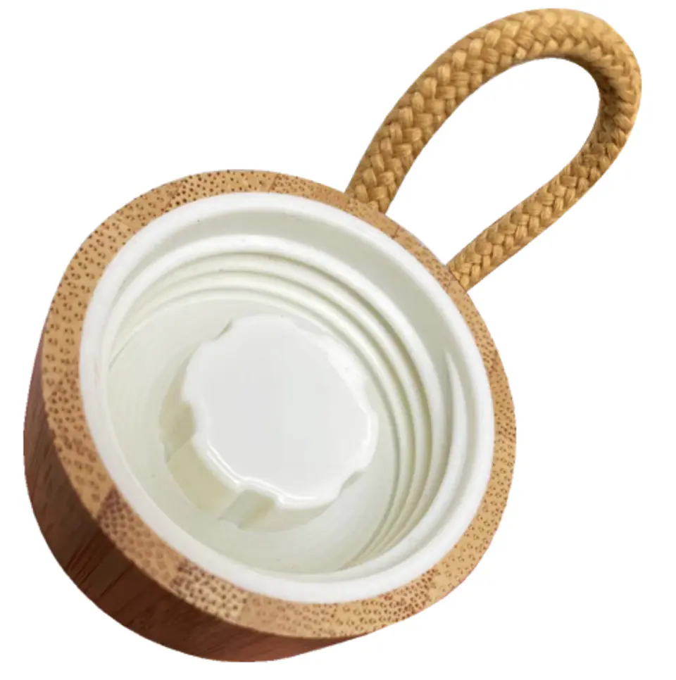 Botella Vidrio con tapa Bamboo 4