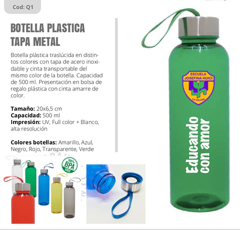 Botella plástica tapa metal