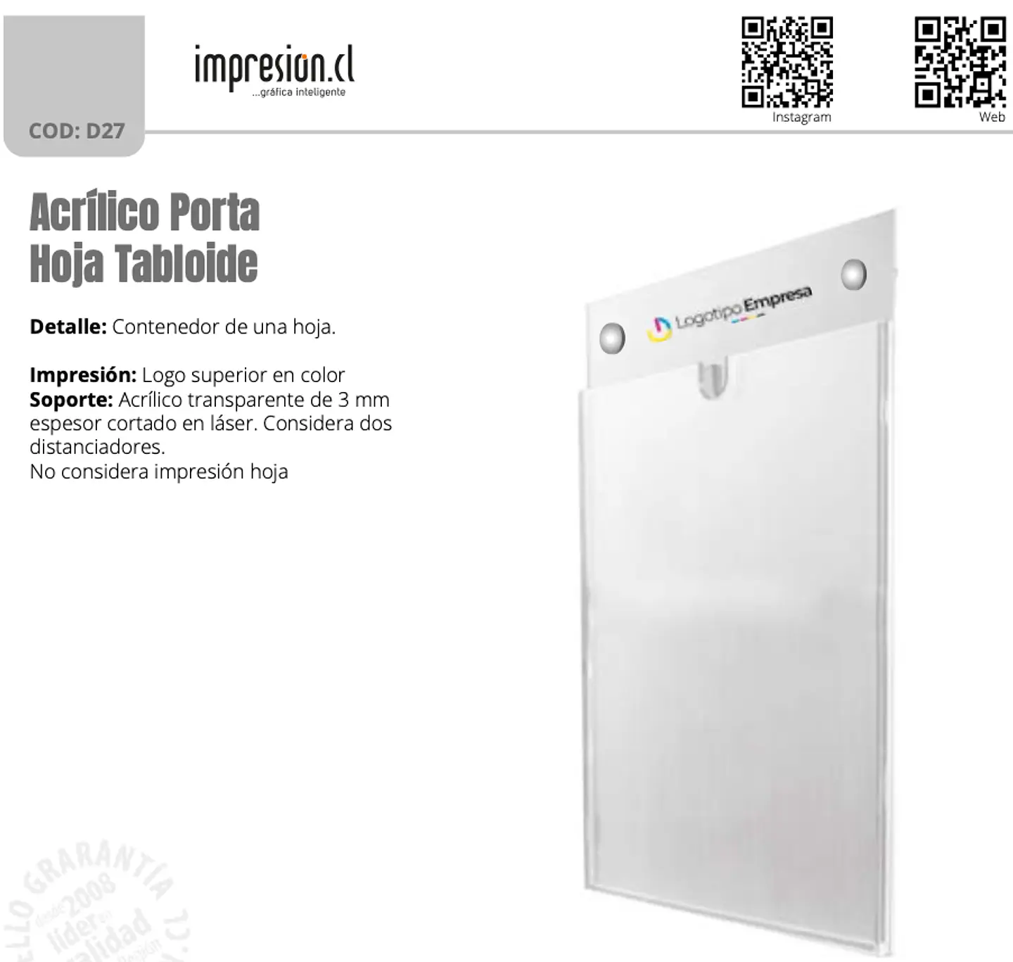 Acrílico Porta Hoja Tabloide 1