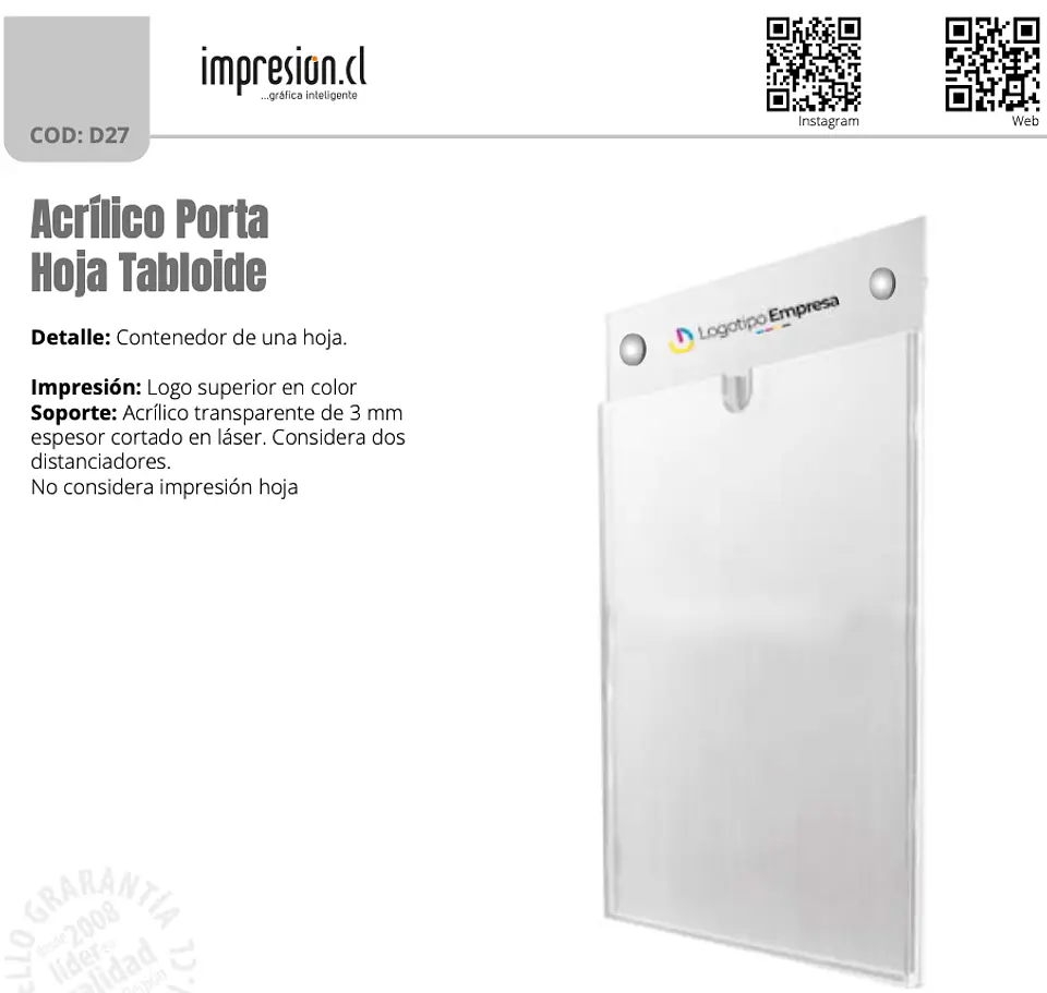 Acrílico Porta Hoja Tabloide 1