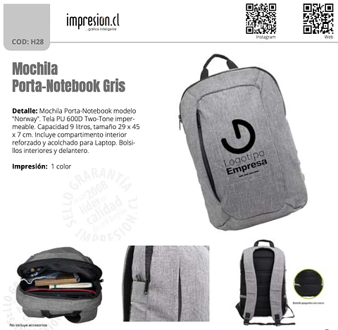 Mochila Porta-Notebook Gris