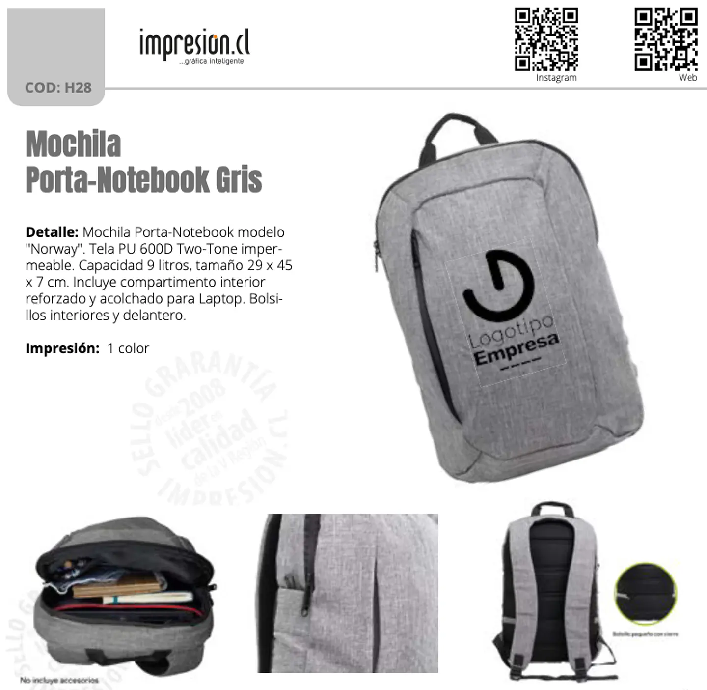 Mochila Porta-Notebook Gris 1