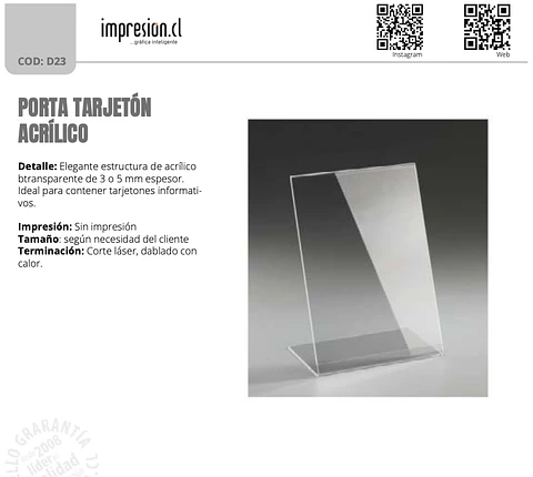Porta tarjetón acrílico