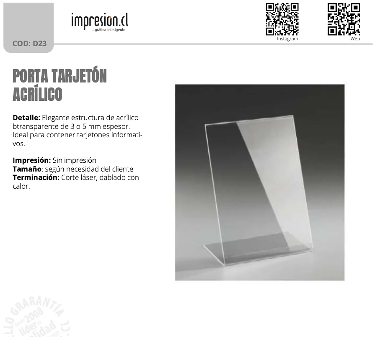 Porta tarjetón acrílico 1