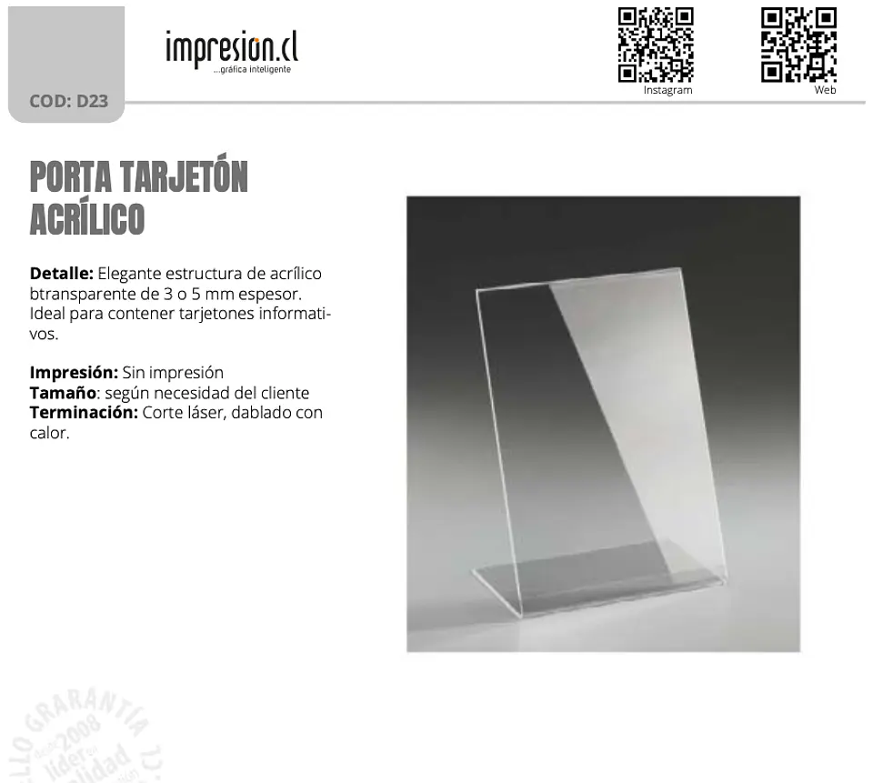 Porta tarjetón acrílico 1