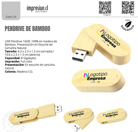 Pendrive de bamboo 16 GB