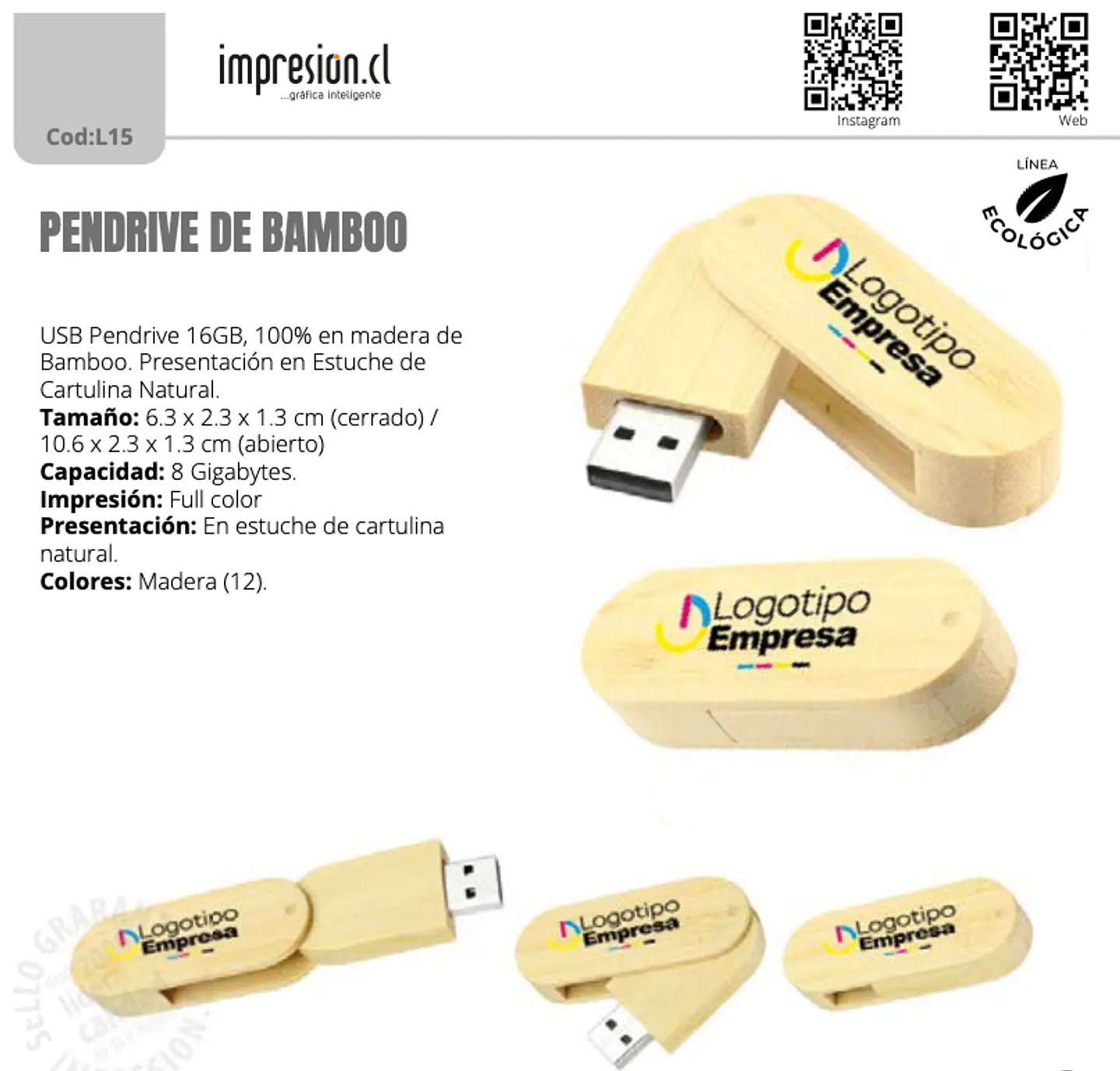 Pendrive de bamboo 16 GB 1