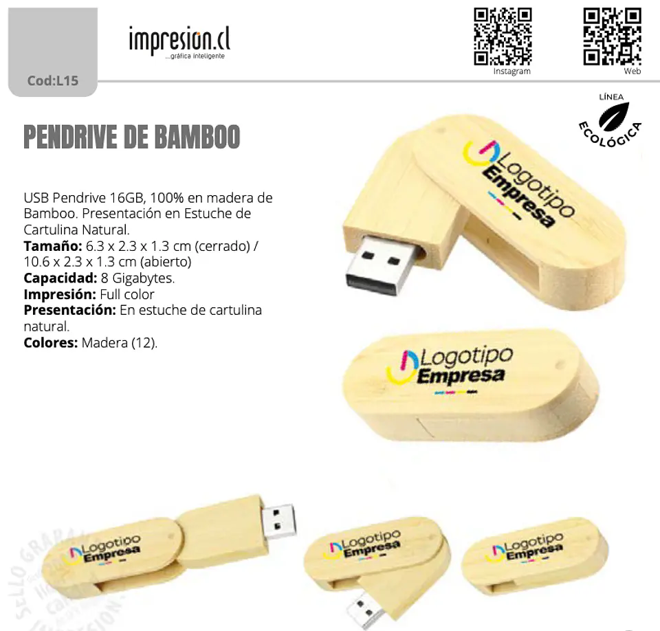 Pendrive de bamboo 16 GB 1