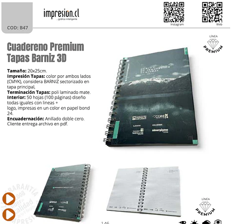 Cuadereno Premium Tapas Barniz 3D