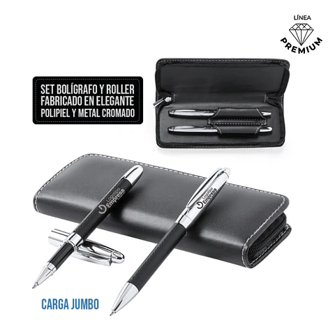 Set Premium Bolígrafo y Roller Polipiel