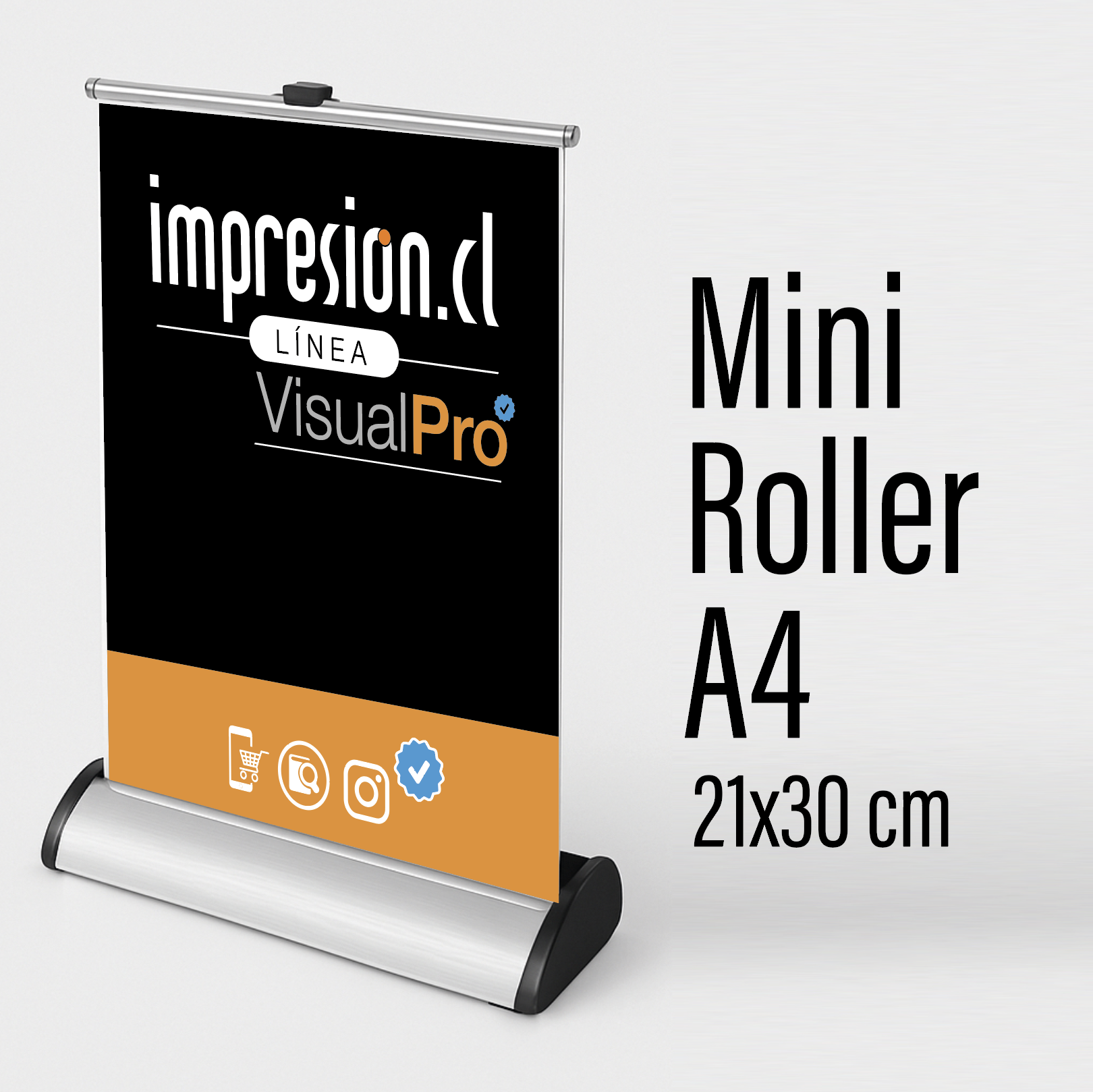 Pendón Mini Roller Publicitario 21×30 cm | Escritorio