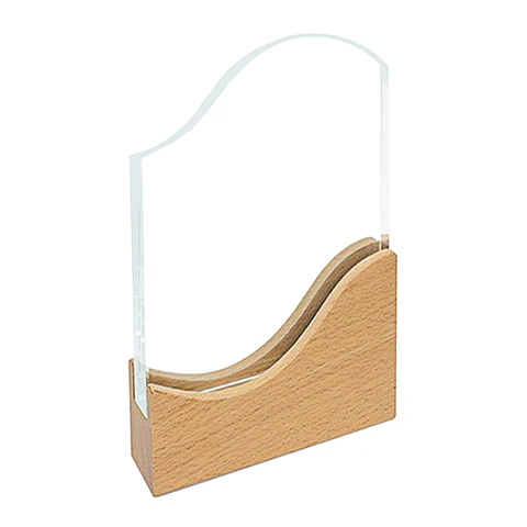 Galvano de Cristal con Base de Madera Grabado Láser