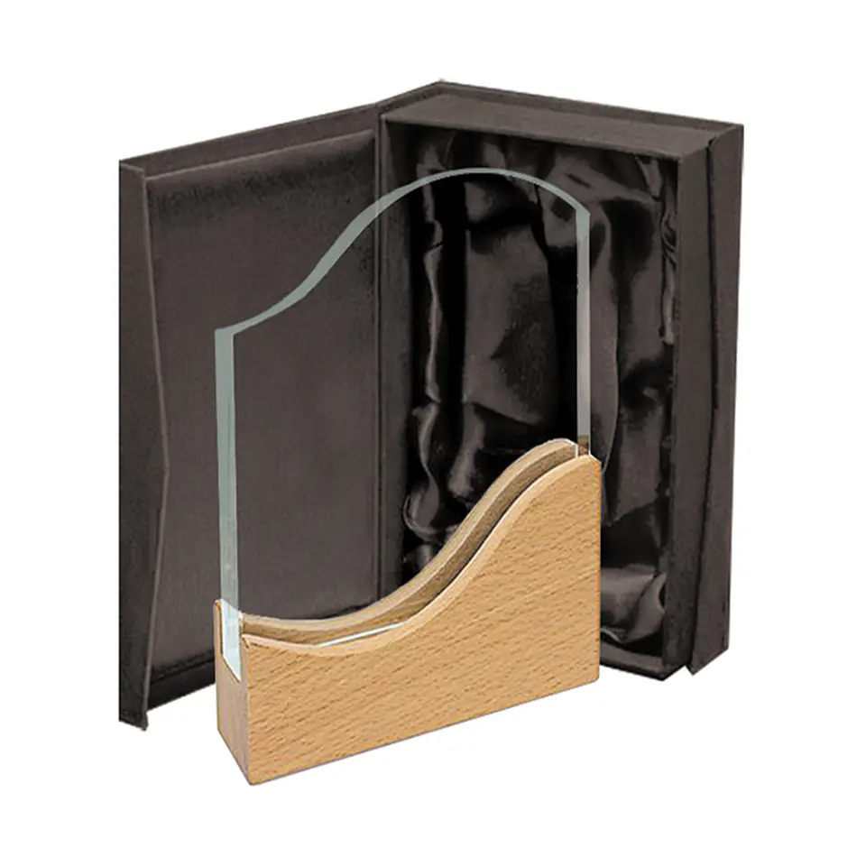 Galvano de Cristal con Base de Madera Grabado Láser 2