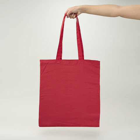 Bolsa de algodón roja 170 gr 42x38 cm personalizada