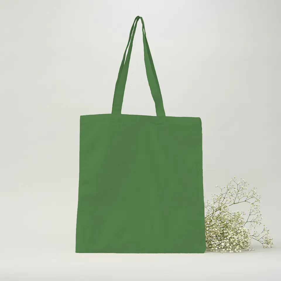 Bolsa de algodón verde 170 gr 42x38 cm personalizada 1
