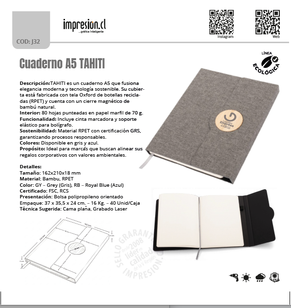 Cuaderno A5 TAHITI