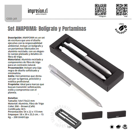Set ANAPOIMA: Bolígrafo y Portaminas
