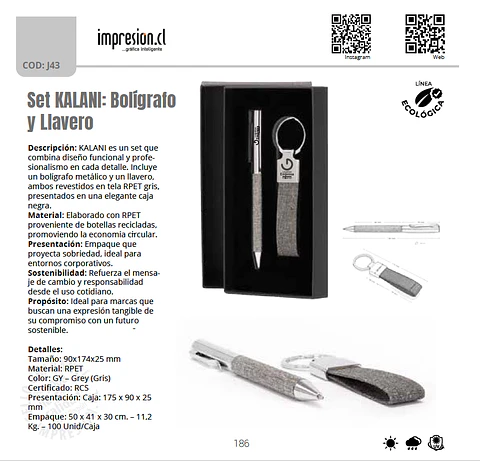 Set KALANI: Bolígrafo y Llavero