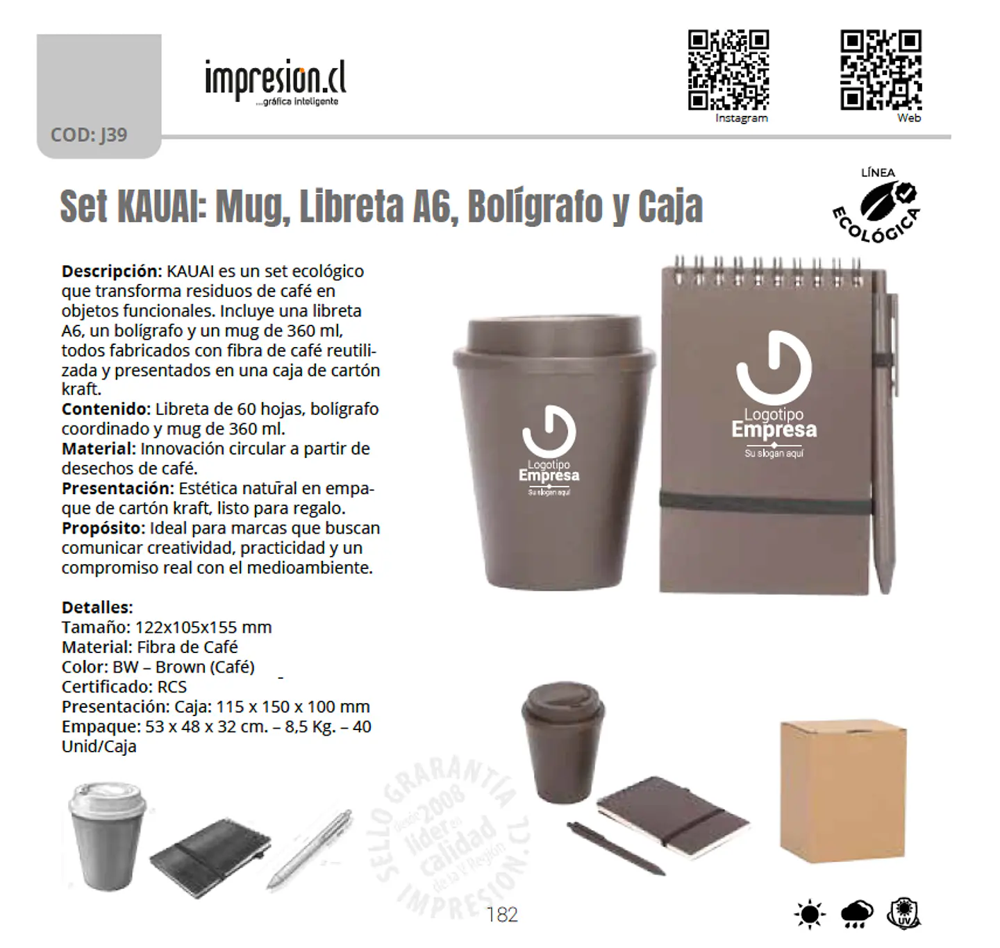 Set KAUAI: Mug, Libreta A6, Bolígrafo y Caja 1