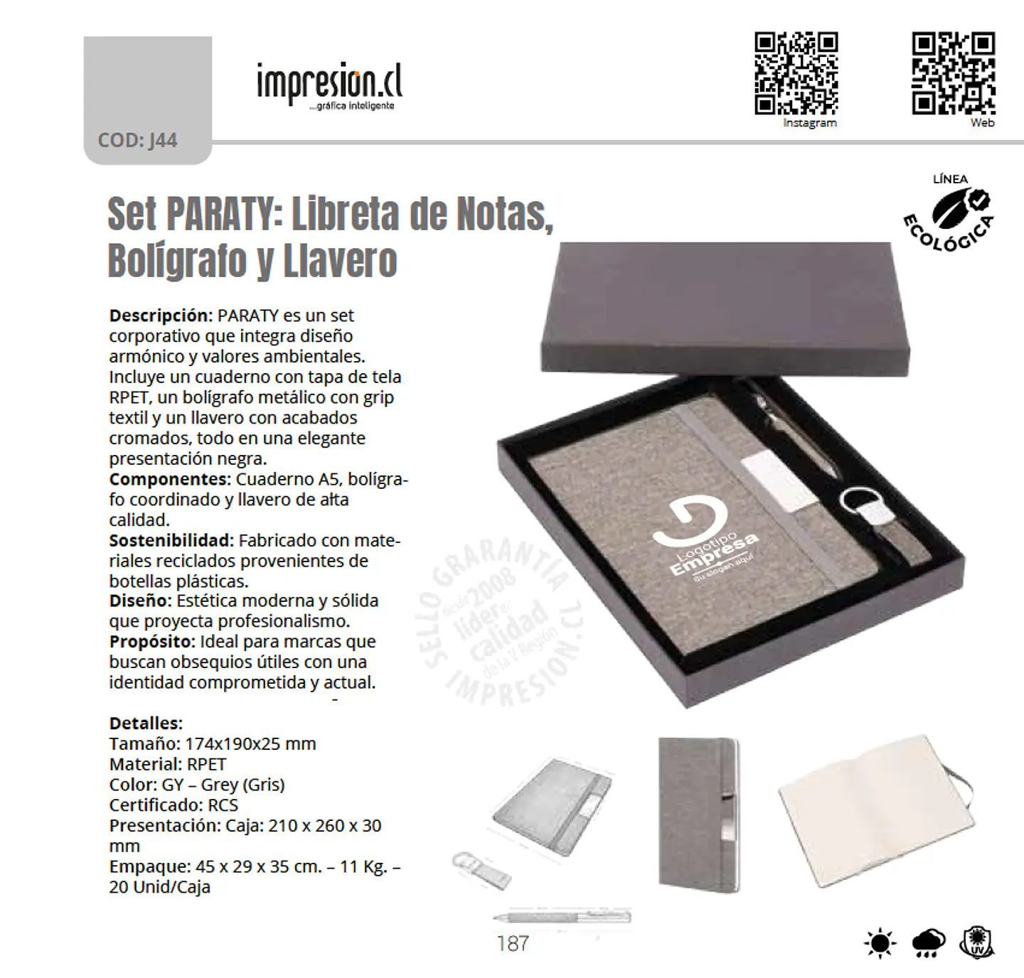 Set PARATY: Libreta de Notas, Bolígrafo y Llavero 1