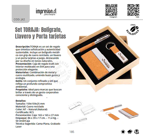 Set TORAJA: Bolígrafo, Llavero y Porta tarjetas