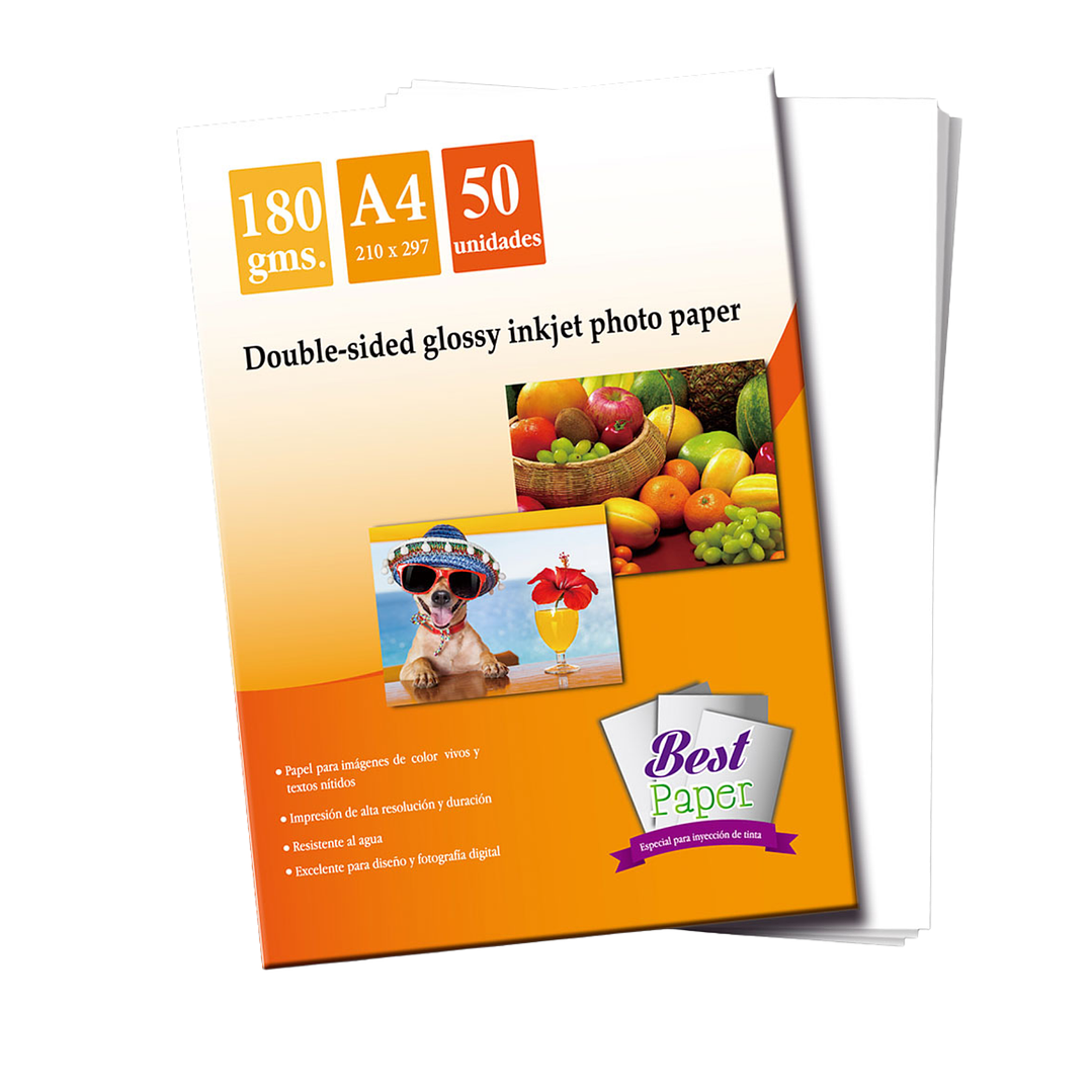 Papel Fotográfico A4 brillante 180gr/50hojas doble faz 1