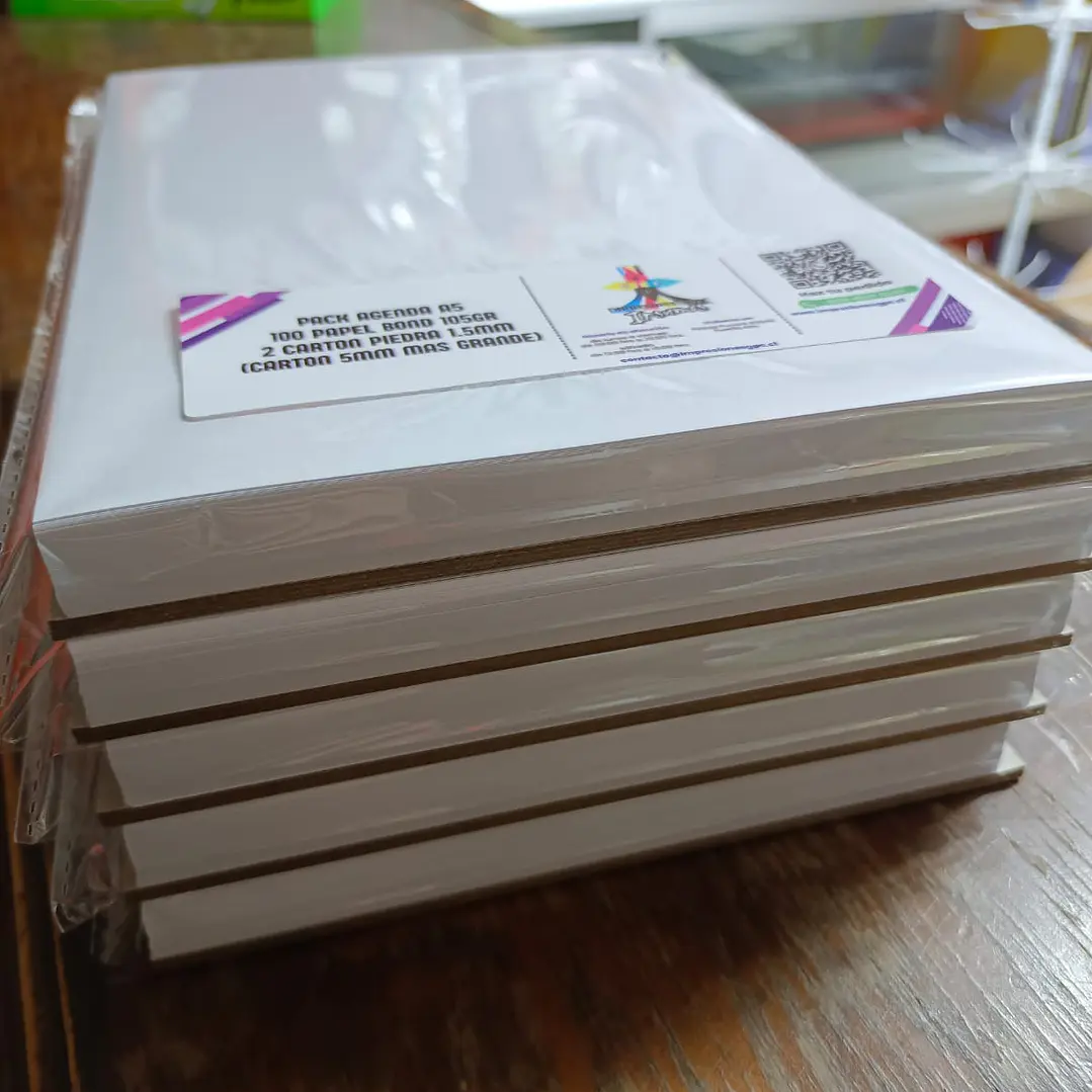 Pack Agenda A5 (100 hojas bond 105gr + 2 carton piedra 1.5mm) 2