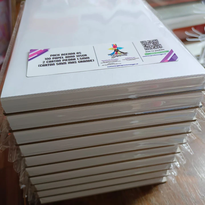 Pack Agenda A5 (100 hojas bond 105gr + 2 carton piedra 1.5mm) 3
