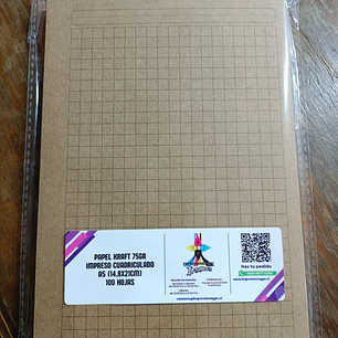 Papel Kraft 75gr A5 Impreso Cuadriculado (100 hojas)
