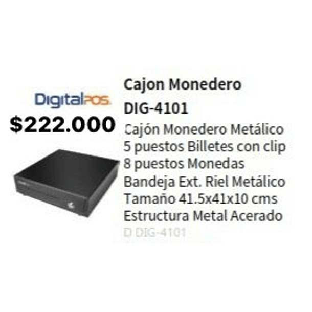 cajon monedero metalico digital pos