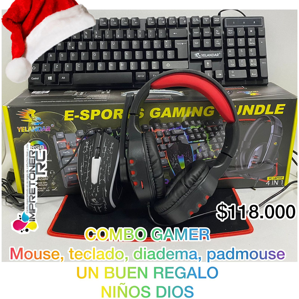 Combo gamer,teclado,mouse,diadema gamer,rgb. 1