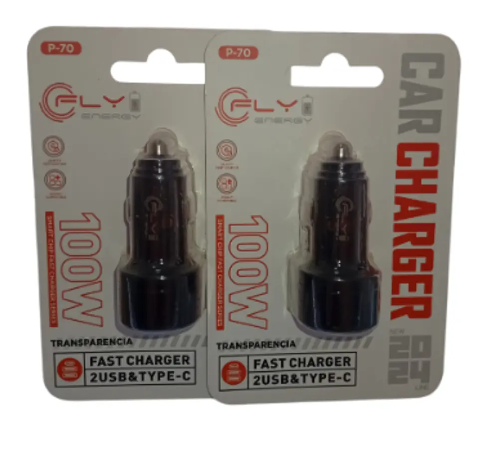 cargador carro marca fly usb y tipo c 1