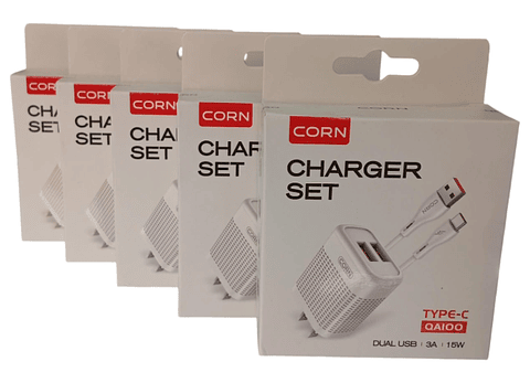 Cargador  dual carga rapida cable usb tipo C marca corn