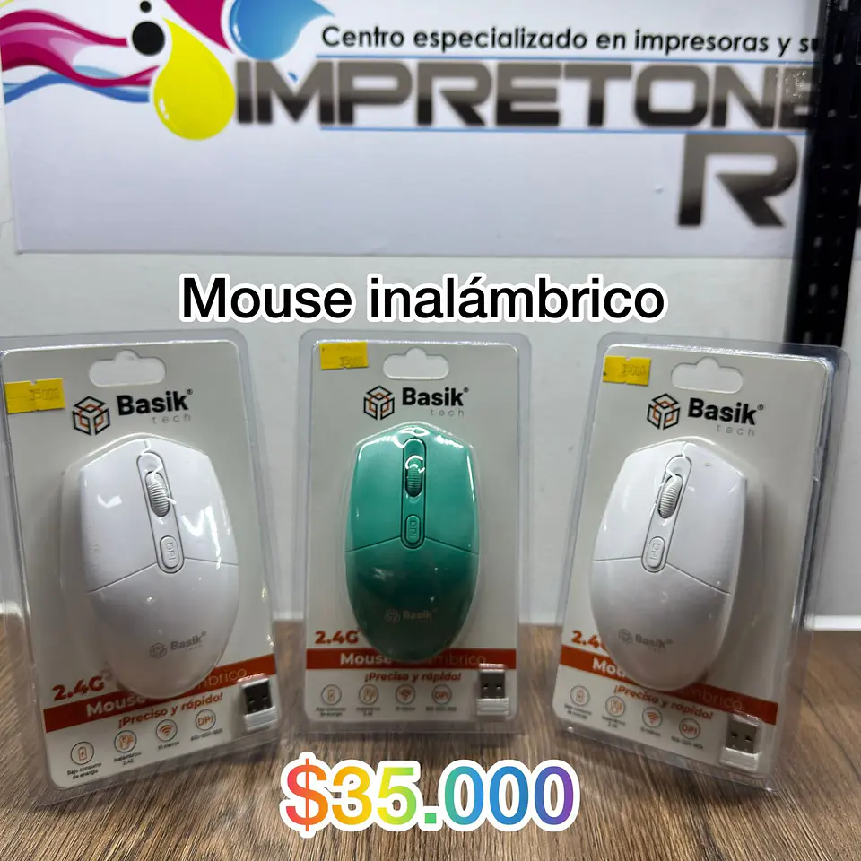 Mouse inalámbrico  basik, no recargable, pila doble A(No incluida). 1