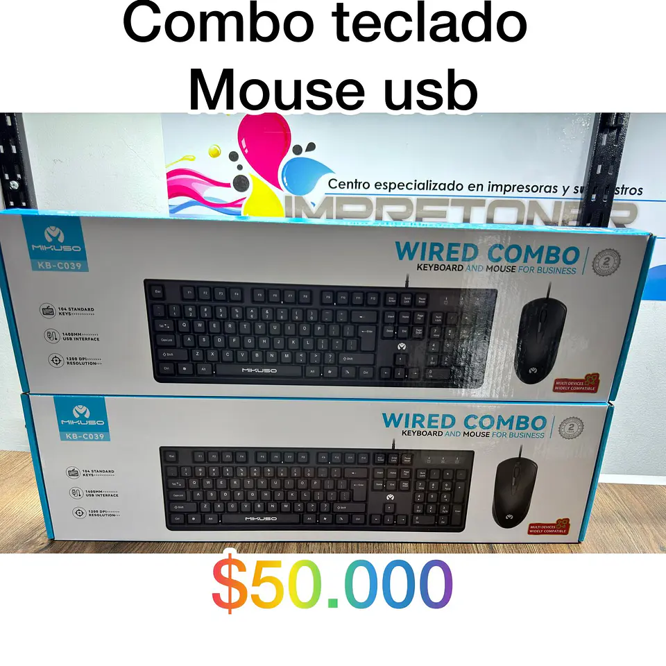 Combo teclado y mouse USB, marca mikuso, teclado numérico 1
