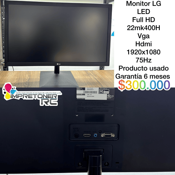 Monitor lg 22´´,puerto hdmi, puerto vga,resolucion 1920x1080,garantia 6 meses.