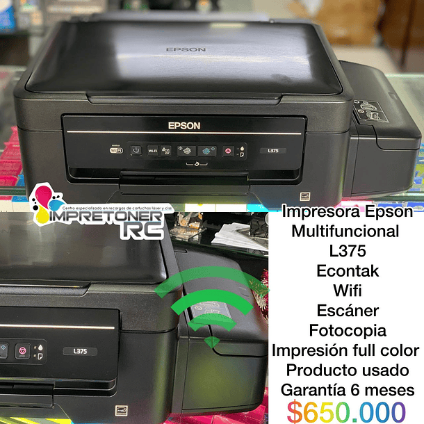 impresora Epson l375,wifi,ecotank,multifuncional,escarner,fotocopias,garantia 6 meses