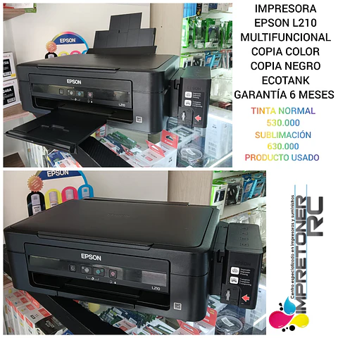 impresora epson l210, multifuncional,ecotank,imrpesion color - negro,garantia 6 meses