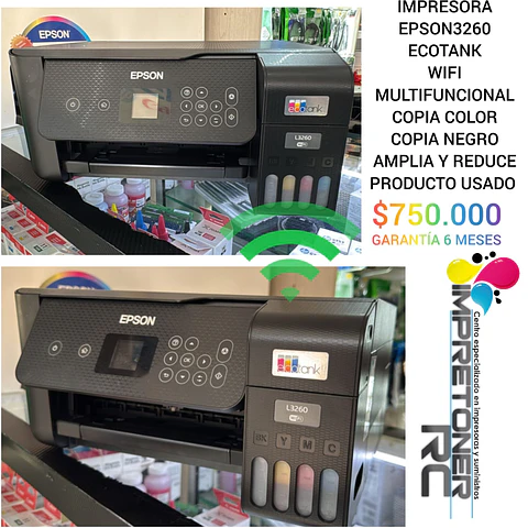 Impresora epson l3260,multifuncional,ecotank,amplia y reduce, remanufacturada, garantía 6 meses.