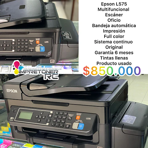 impresora epson l575,multifuncional,wifi, amplia - reduce,copia oficio - carta,garantia 6 meses.