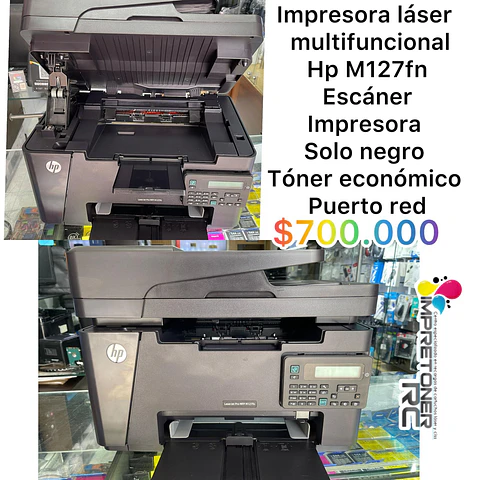 impresora laser multifuncional,hp m127fn,escaner,solo negro,remanofacturada,garantia  6 meses.