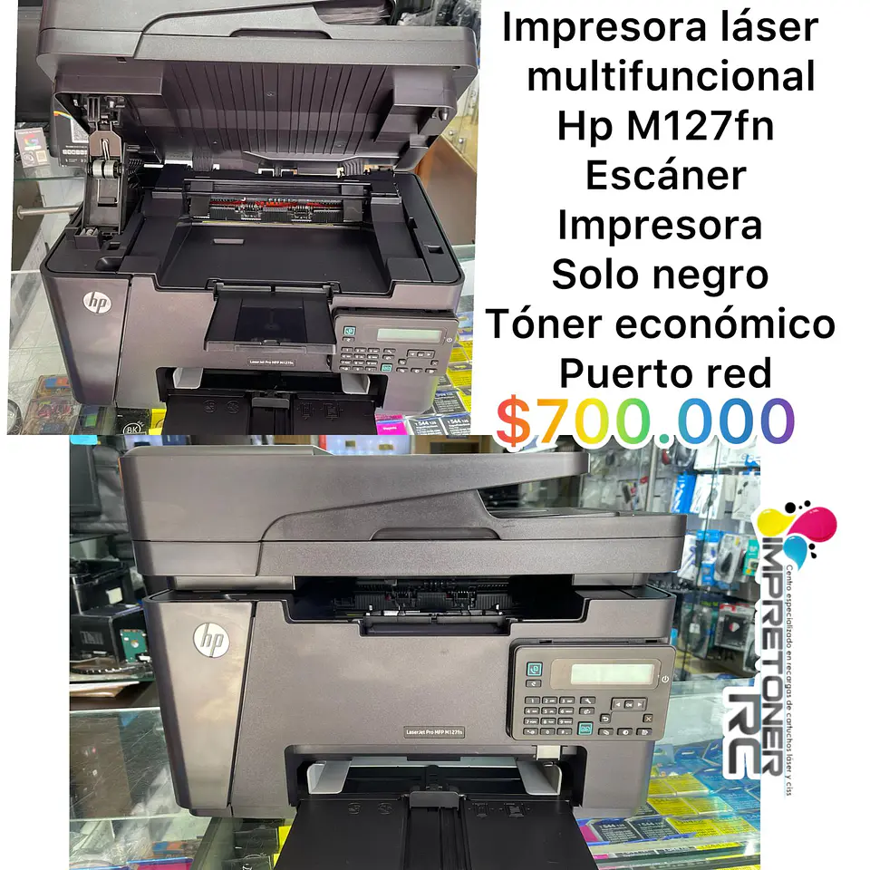 impresora laser multifuncional,hp m127fn,escaner,solo negro,remanofacturada,garantia  6 meses. 1