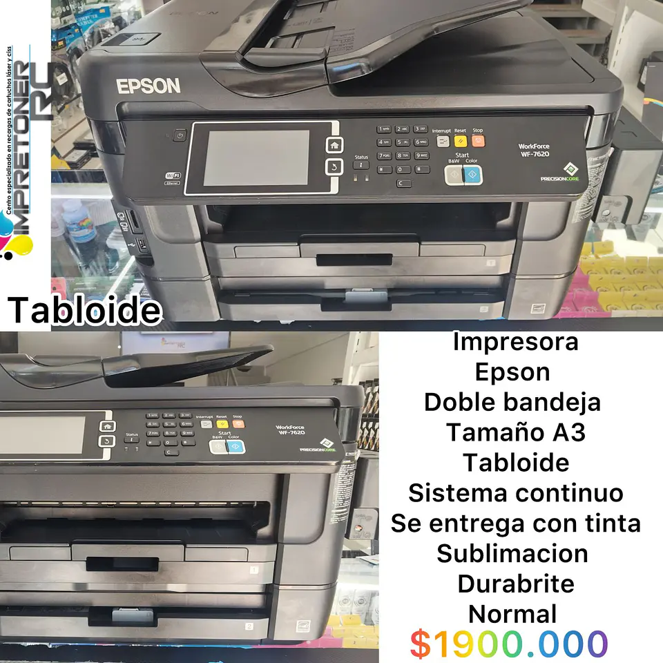 Impresora tabloide epson a3,multifuncional,sublimacion,tinta normal,garantia 6 meses. 1